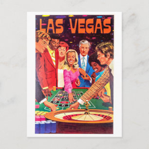 Kasino, Las Vegas, Leute spielen Roulette Postkarte