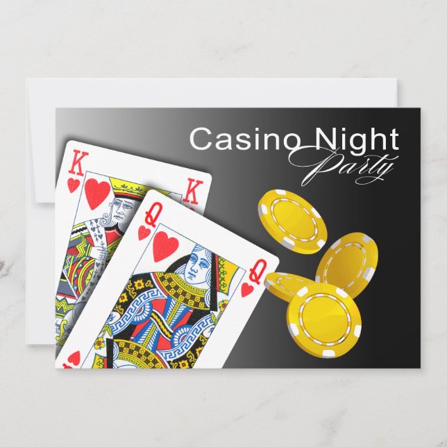 Kasino-Nachtlas- vegasPoker-Party - Schwarzes Einladung (Vorderseite)
