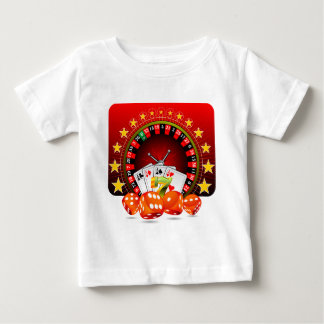 Kasinoillustration mit Rouletterad und würfelt Baby T-shirt