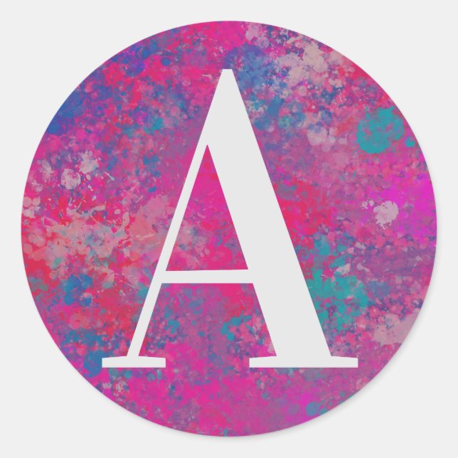 Kaskade von Farbrot, Rosa und Blues Runder Aufkleber (Vorderseite)