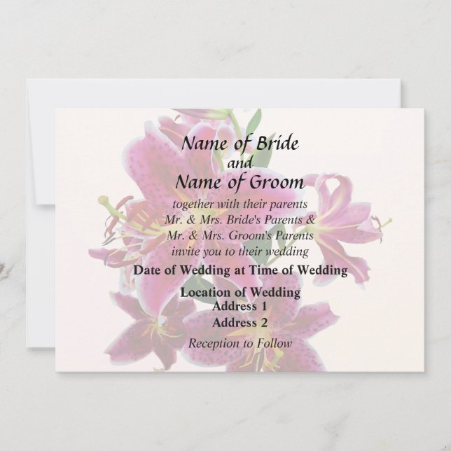 Kaskade von Stargazer Lilies Wedding Products Einladung (Vorderseite)
