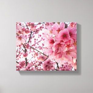 Kaskadieren rosa Kirschblüten Mauer Kunst Leinwanddruck