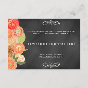 KaskadierenBlumen ChalkboardWedding Empfangs-Karte Begleitkarte