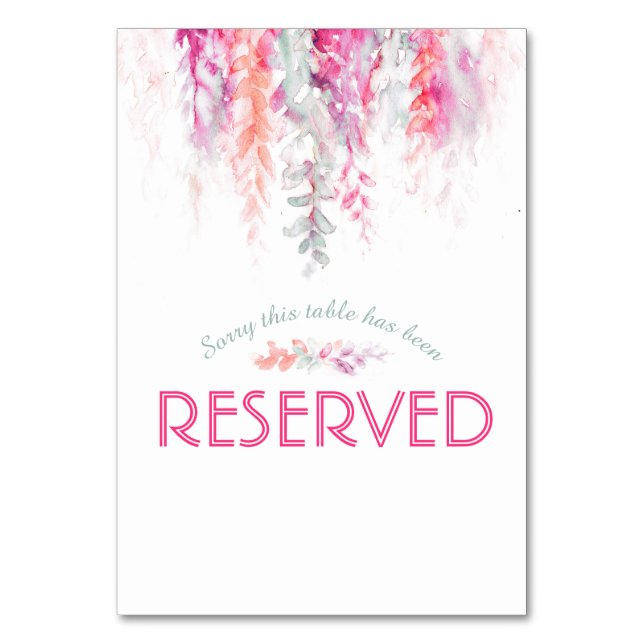 Kaskadierende Blume Rosa Koralle Aquarell vorbehal Tischnummer (Rückseite)