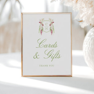 Kaskadierende florale Monogramm-Karten & Geschenke Poster