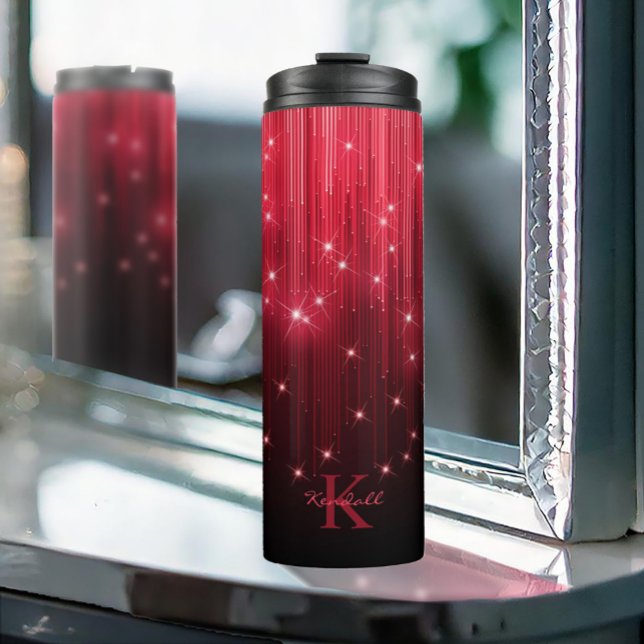Kaskadierende Lichter Monogram Red ID789 Thermosbecher (Von Creator hochgeladen)