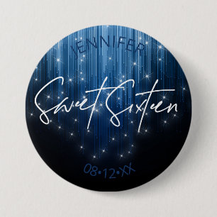 Kaskadierende Lichter Sweet 16 Blue ID790 Button