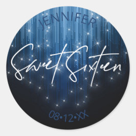 Kaskadierende Lichter Sweet 16 Blue ID790 Runder Aufkleber