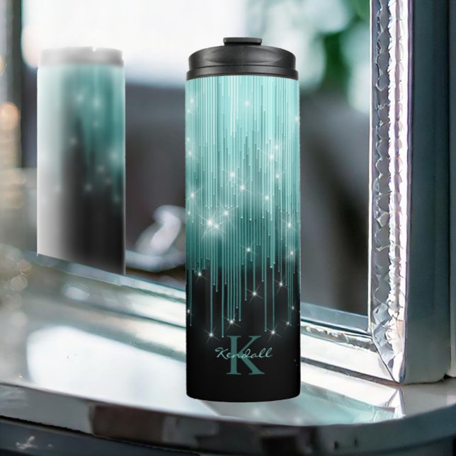 Kaskadierende Lights Monogram Aquamarin ID789 Thermosbecher (Von Creator hochgeladen)