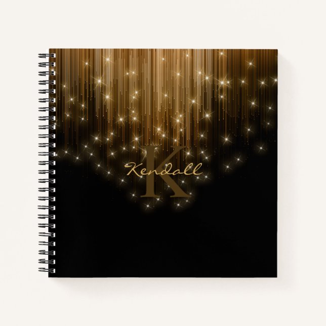 Kaskadierende Lights Monogram Gold ID789 Notizbuch (Vorderseite)