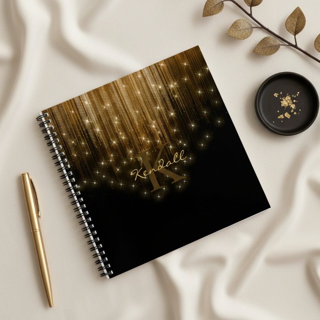 Kaskadierende Lights Monogram Gold ID789 Notizbuch (Von Creator hochgeladen)