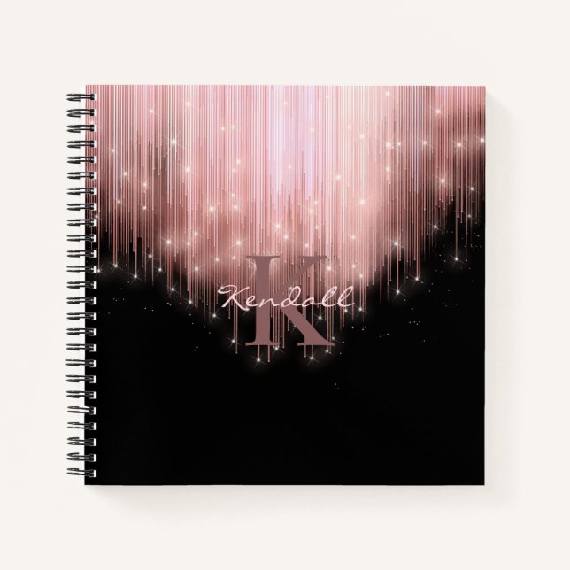 Kaskadierende Lights Monogram Rose Gold ID789 Notizbuch (Vorderseite)