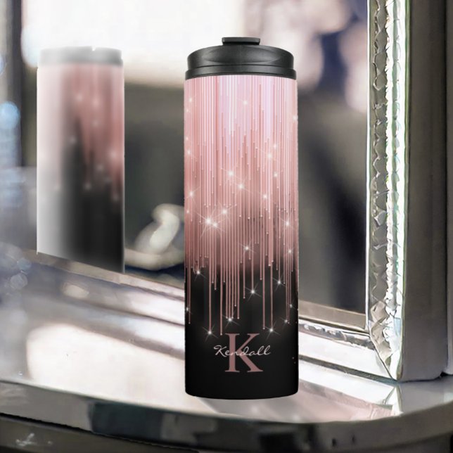 Kaskadierende Lights Monogram Rose Gold ID789 Thermosbecher (Von Creator hochgeladen)