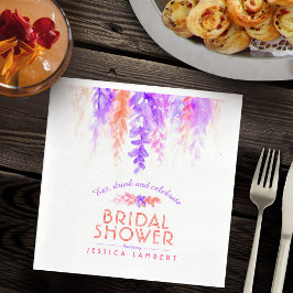 Kaskadierende lila orangefarbene Brautparty Serviette