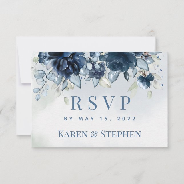 Kaskadierende Peonies - Hochzeitspur RSVP Karte (Vorderseite)