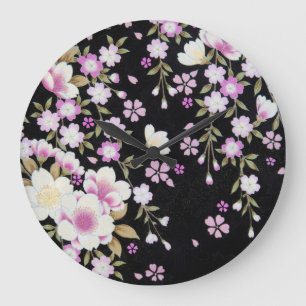 Kaskadierende rosa Blume Große Wanduhr