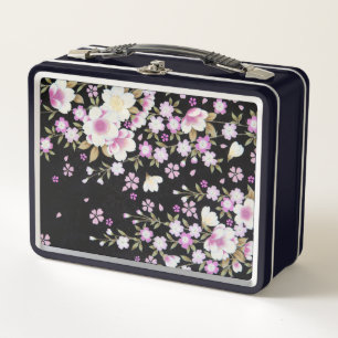 Kaskadierende rosa Blume Metall Lunch Box