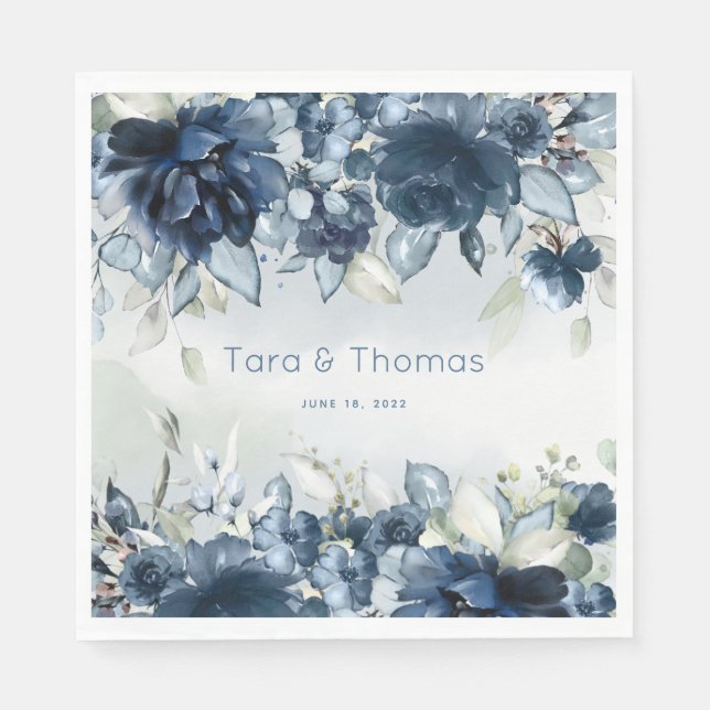 Kaskadierende Rose auf dem 6 Zoll großen Platz Serviette (Vorderseite)