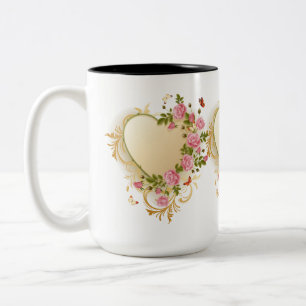 Kaskadierende Rosen Goldenes Herz Zweifarbige Tasse