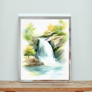 Kaskadierende Ruhe: Ein atemberaubender Wasserfall Fotodruck