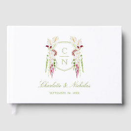 Kaskadierendes florales Monogrammwappen Hochzeit Gästebuch