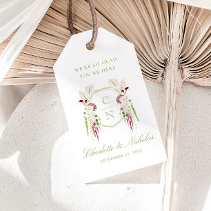 Kaskadierendes florales Monogrammwappen Hochzeit  Geschenkanhänger