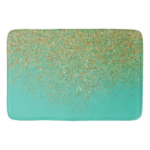 Kaskadierendes Gold-Glitter & Teal Aqua Glam Trend Badematte