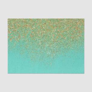 Kaskadierendes Gold Glitter & Türkis Aqua Glam Tre Seidenpapier