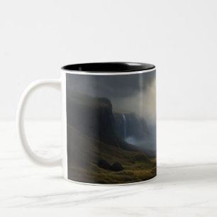 Kaskadierendes Licht: Wasserfall Landschaft Zweifarbige Tasse