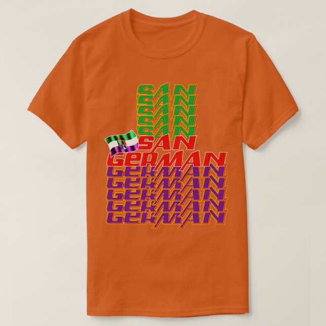 Kaskadierter Text von San German 2 T-Shirt (Design vorne)