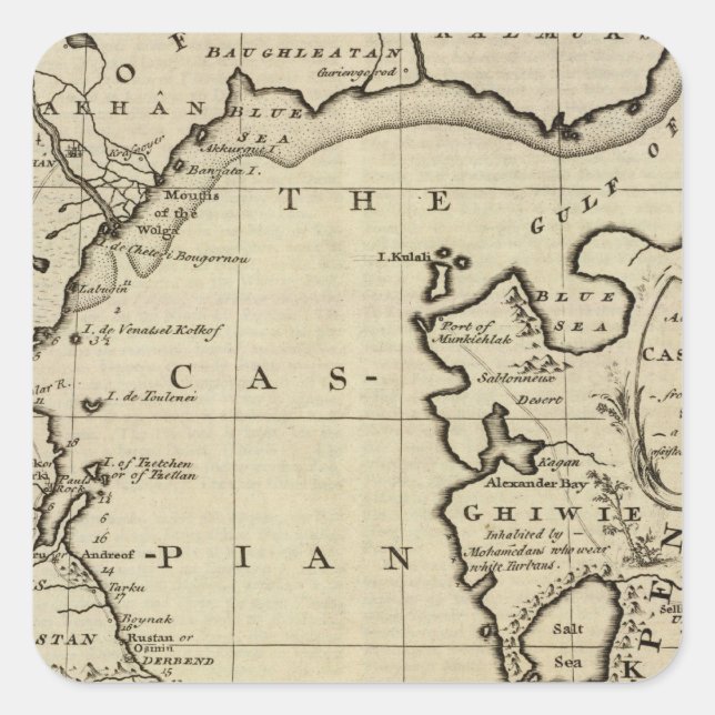 Kaspisches Meer Quadratischer Aufkleber (Vorderseite)