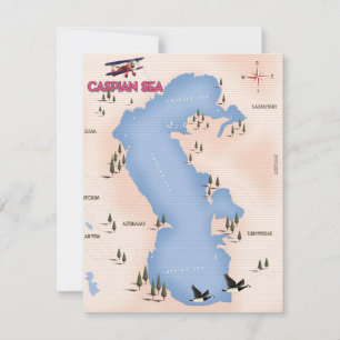 Kaspisches Meer Vintage Style Karte Reiseplakat
