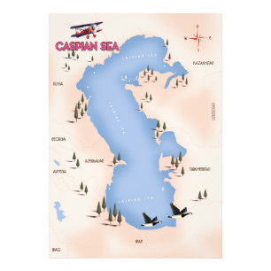 Kaspisches Meer Vintage Style Karte Reiseplakat Fotodruck