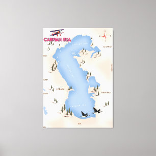 Kaspisches Meer Vintage Style Karte Reiseplakat Leinwanddruck