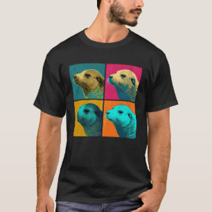 Kaspisches Siegel Pop Illustration Farbige Tiermän T-Shirt
