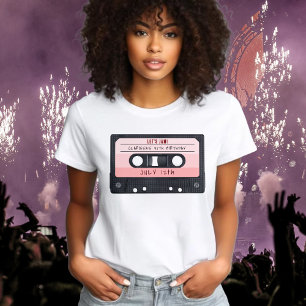 Kassette Band Pink Retro Geburtstagsfeier T-Shirt