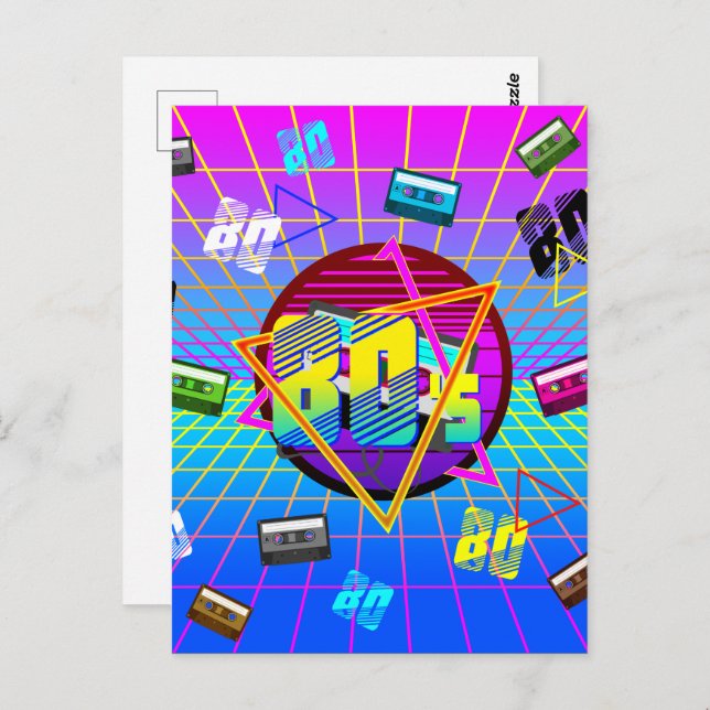 Kassette der 80er Jahre, alte Schule Postkarte (Vorne/Hinten)