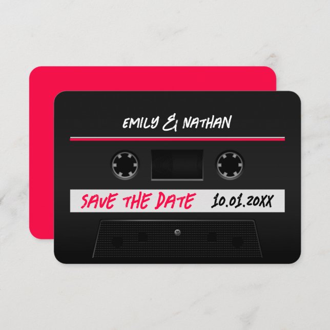 Kassette Mix-Band-Retro Save the Date Cool (Vorne/Hinten)