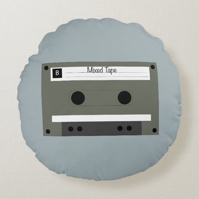 Kassette, Mixed Tape Rundes Kissen (Vorderseite)