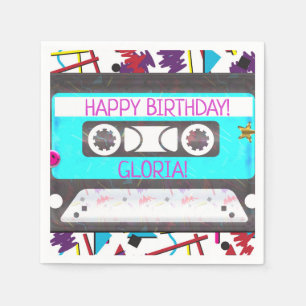 Kassette Retro 80er 90er Thema Geburtstagsfeier Serviette