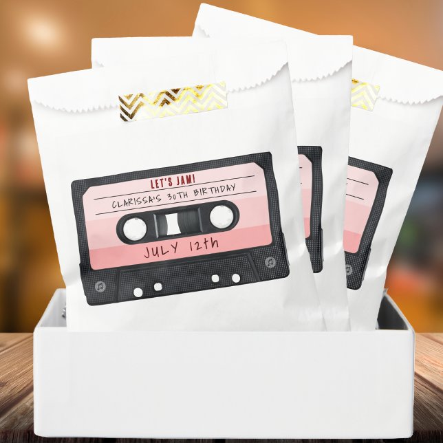 Kassette Tape Rosa Retro Geburtstagsparty Geschenktütchen (Cassette Tape Retro Birthday Party Favor Bag
)