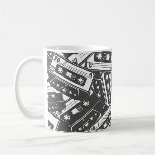 Kassette Tonband: Monochromes Vintage-Muster Kaffeetasse