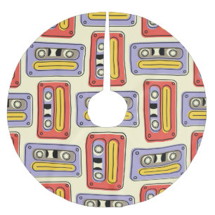 Kassetten für Retro: nahtloses Muster. Polyester Weihnachtsbaumdecke