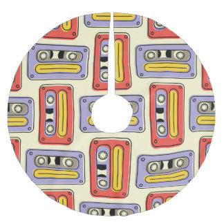 Kassetten für Retro: nahtloses Muster. Polyester Weihnachtsbaumdecke
