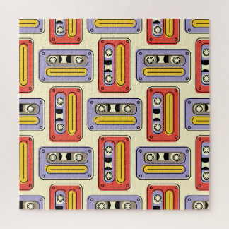 Kassetten für Retro: nahtloses Muster. Puzzle