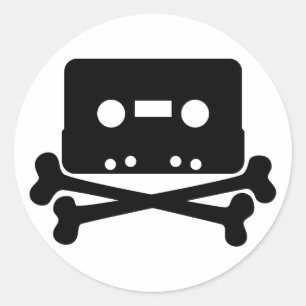 Kassetten-Jolly-Roger Runder Aufkleber