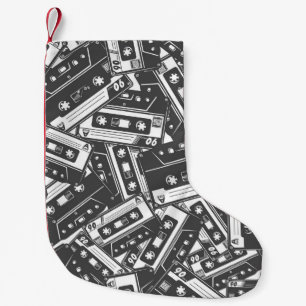 Kassettenband: Monochrome Vintage Muster Kleiner Weihnachtsstrumpf