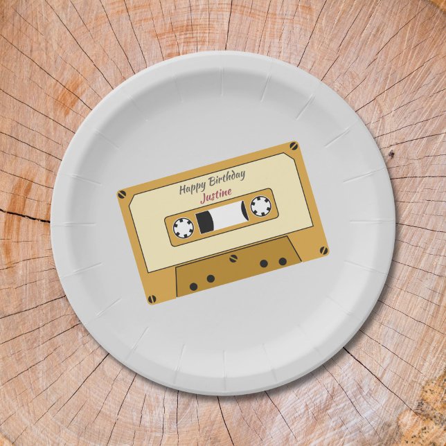 Kassettenband zum Geburtstag Pappteller (Cassette Tape Birthday Paper Plate )