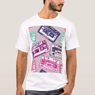 Kassettenrekorder, handgezeichnet Muster. T-Shirt