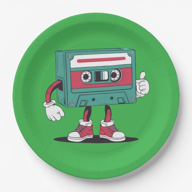 Kassettenrekorder Pappteller (Vorderseite)